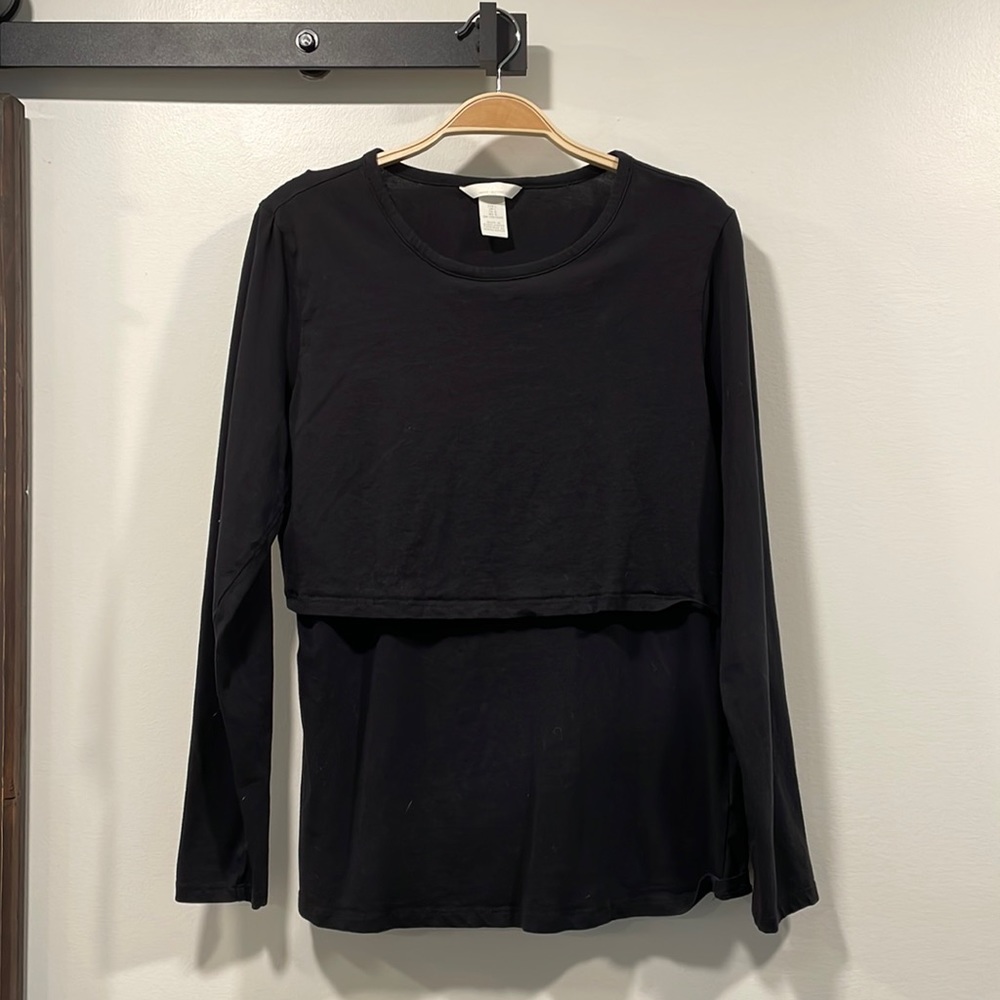 Size L Black Long Sleeve Nursing/Maternity Shirt